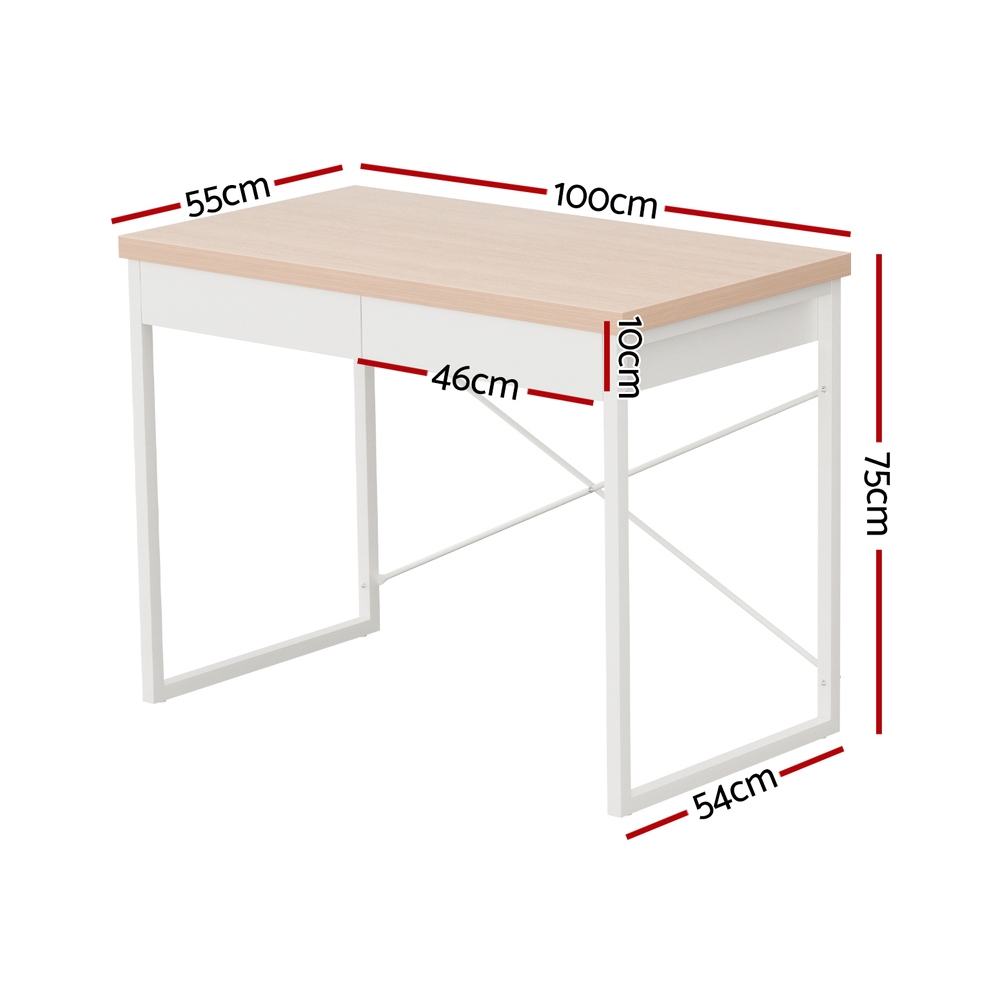 Artiss Computer Desk with Storage Drawers 100cm in 2 Colours view 2
