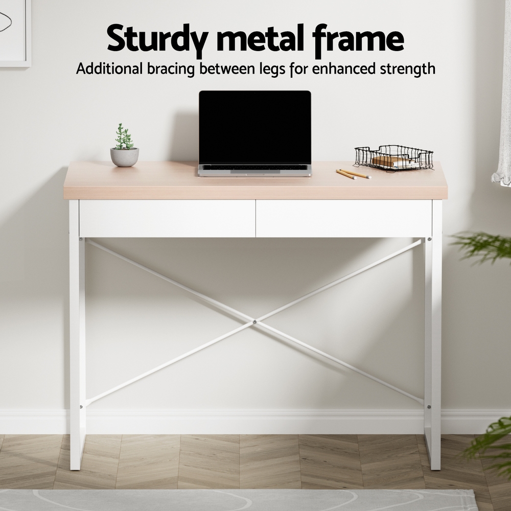 Artiss Computer Desk with Storage Drawers 100cm in 2 Colours view 4
