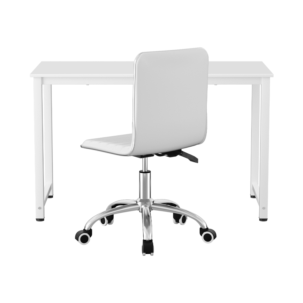 Artiss 120cm Computer Desk Low Back Office Chair Set White view 3