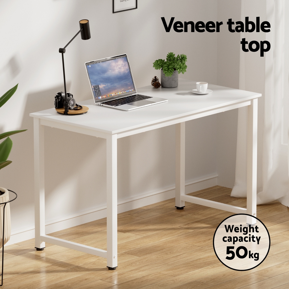 Artiss 120cm Computer Desk Low Back Office Chair Set White view 4