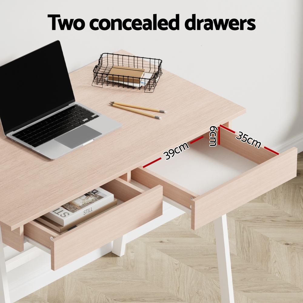 Artiss Borg Computer Desk Drawer Cabinet Oak 100cm view 5