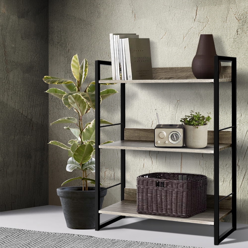 Artiss Noe Multi-Tier Bookshelf Black and Oak