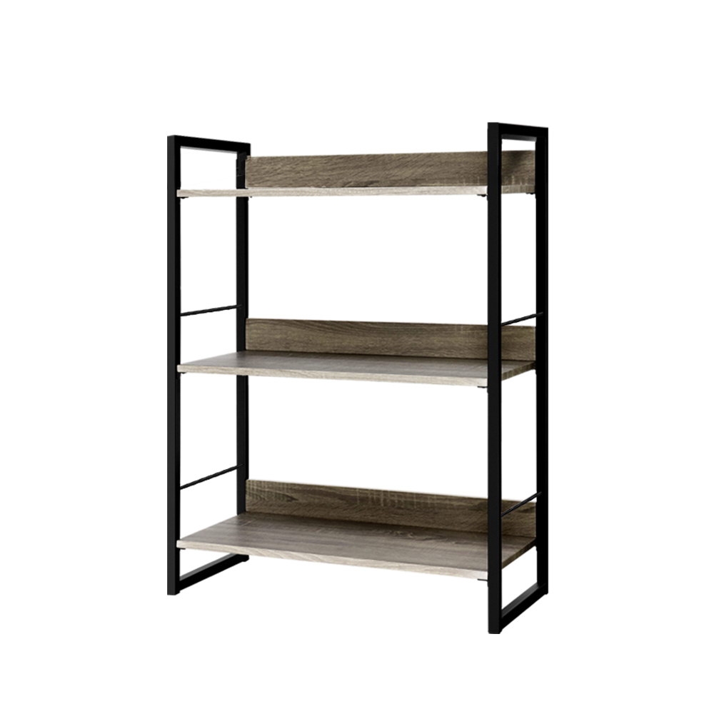 Artiss Noe Multi-Tier Bookshelf Black and Oak view 3