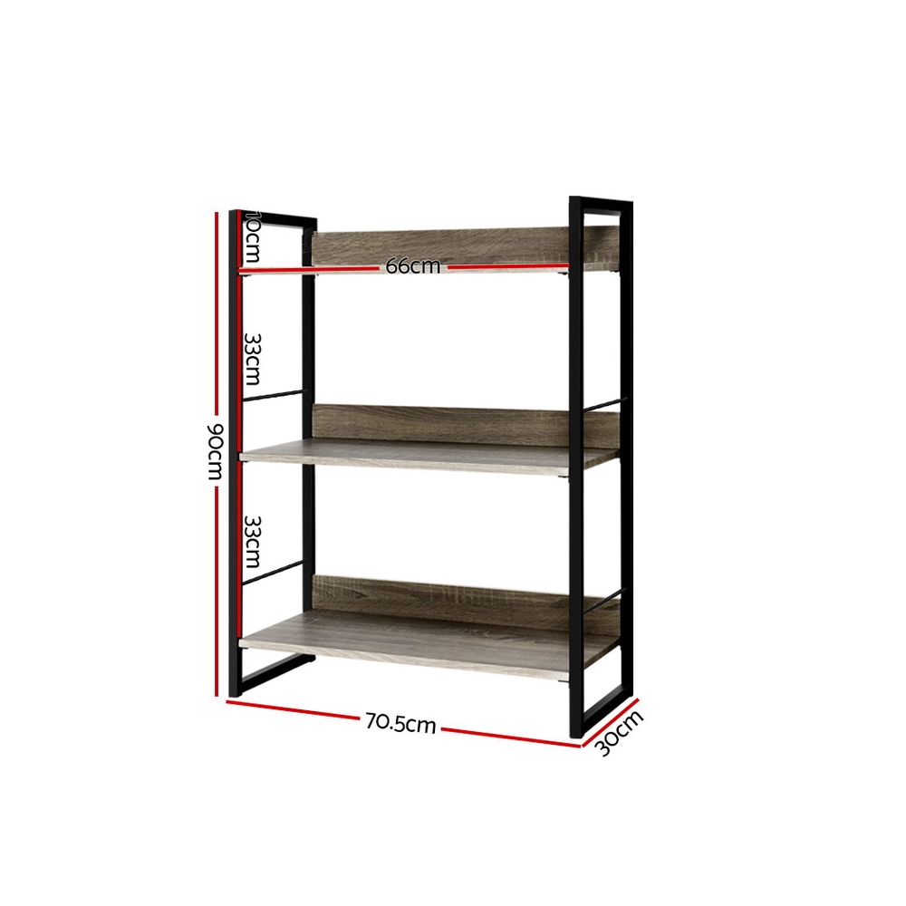Artiss Noe Multi-Tier Bookshelf Black and Oak view 4