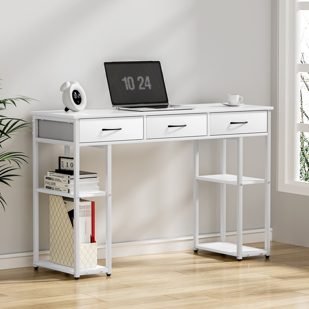 Artiss Computer Desk 4 Shelves 3 Drawers White 120cm