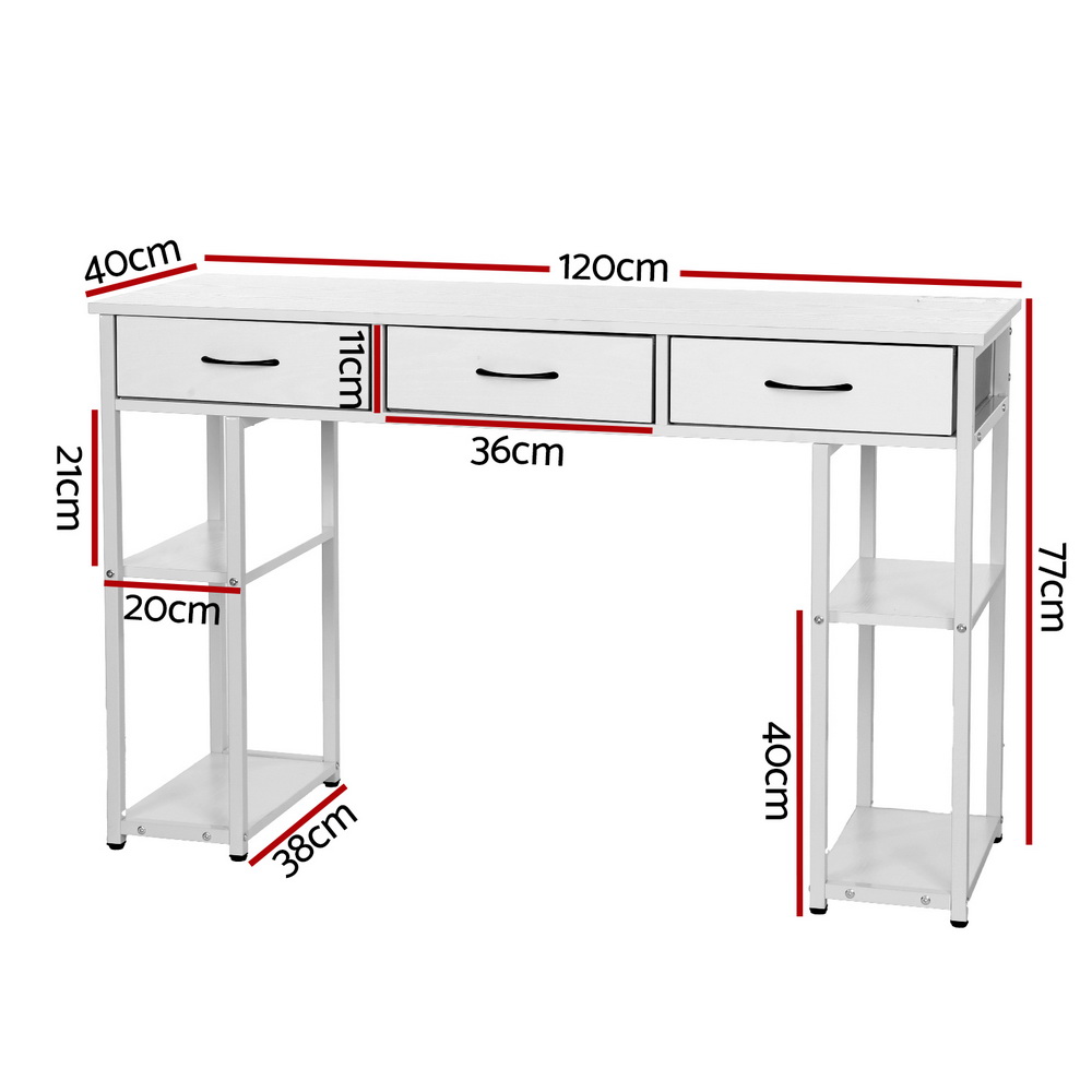 Artiss Computer Desk 4 Shelves 3 Drawers White 120cm view 2