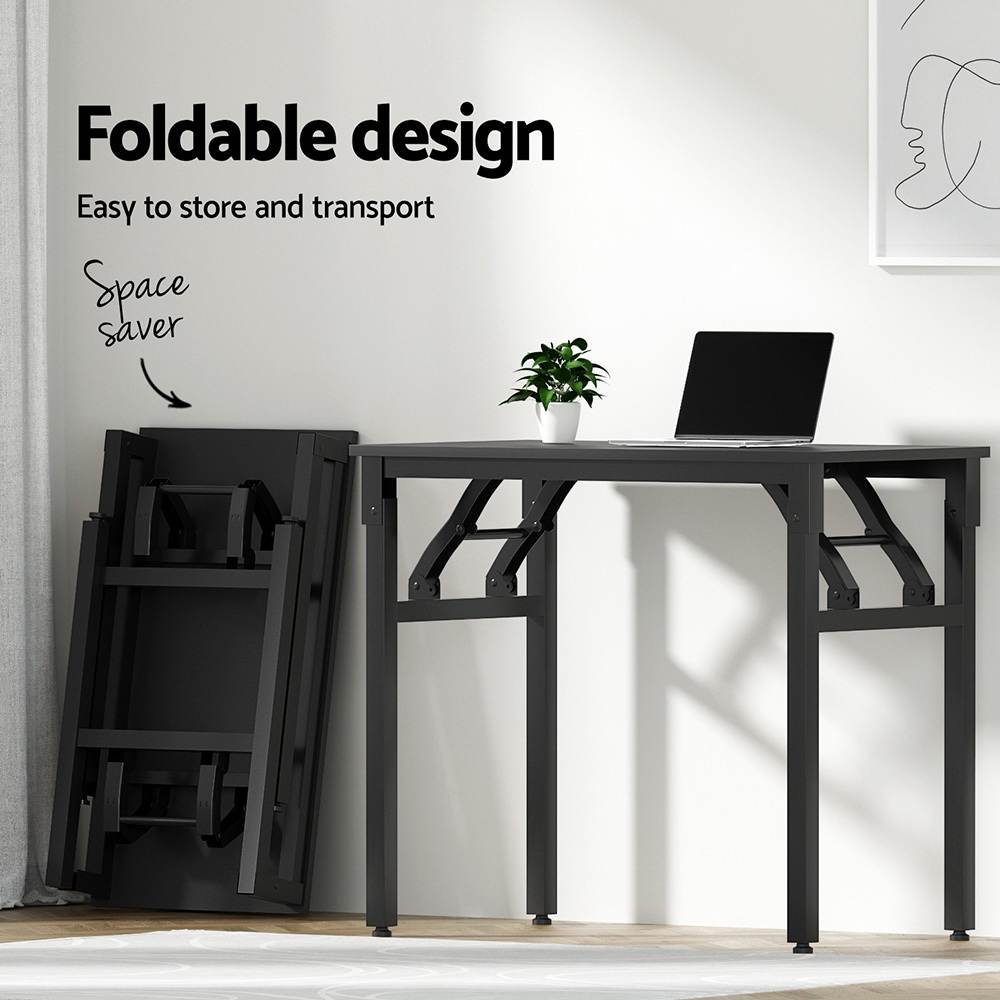 Artiss Foldable Computer Desk and Mesh Chair Set Black view 4
