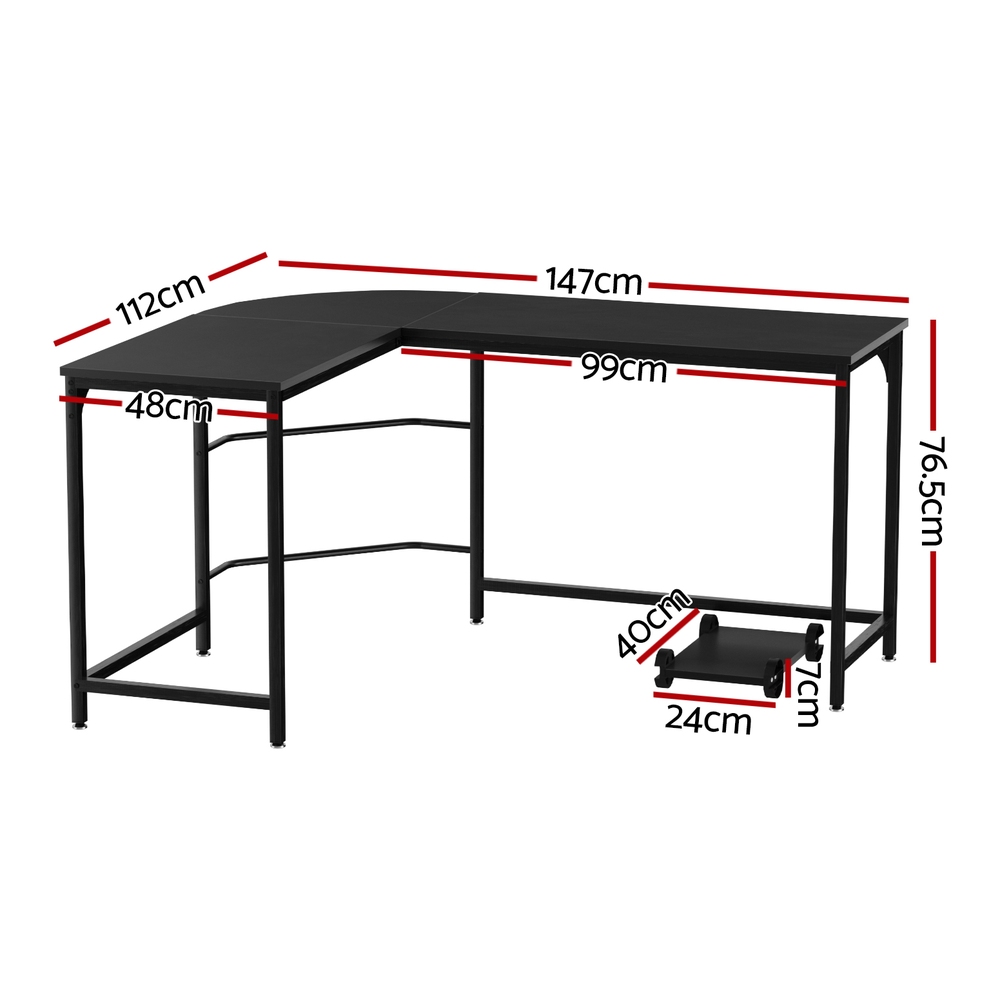 Artiss 147cm L-Shape Computer Desk with CPU Stand in 3 Colours view 2