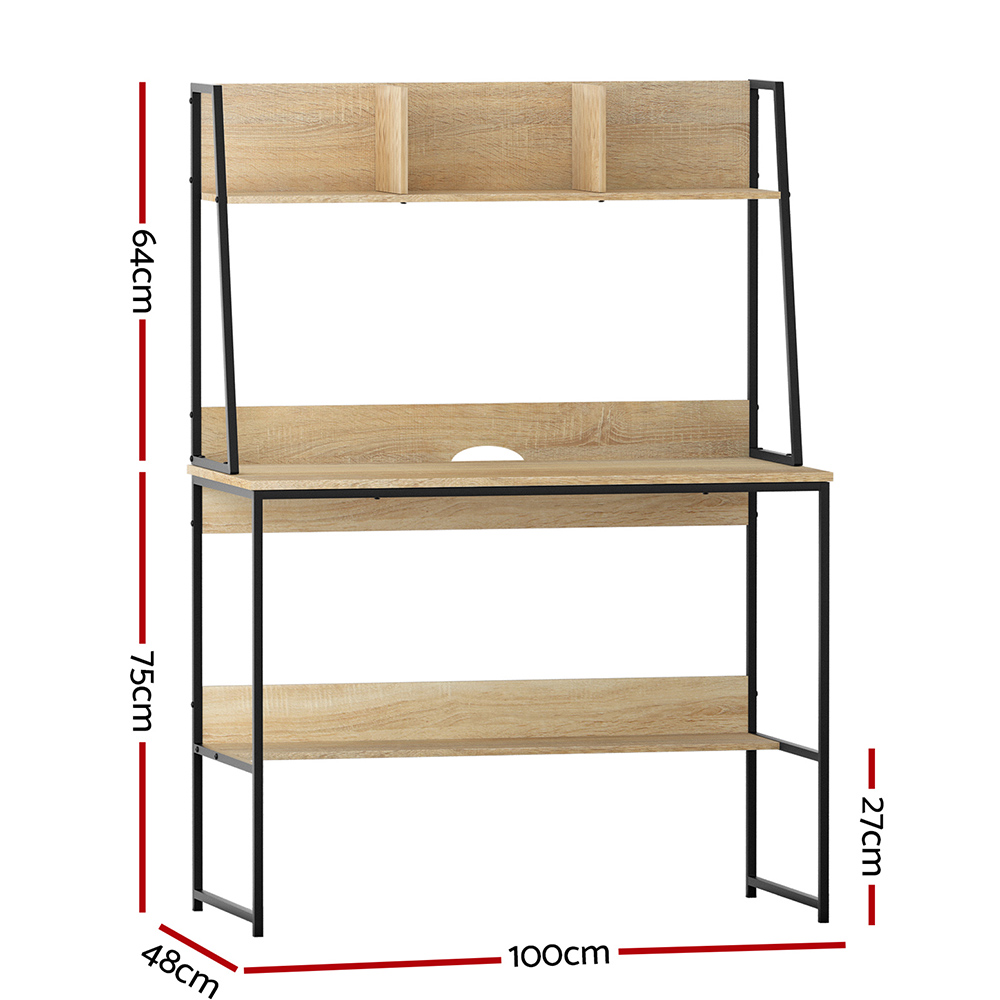 Artiss 100cm Computer Desk with Bookshelf in 2 Colours view 2