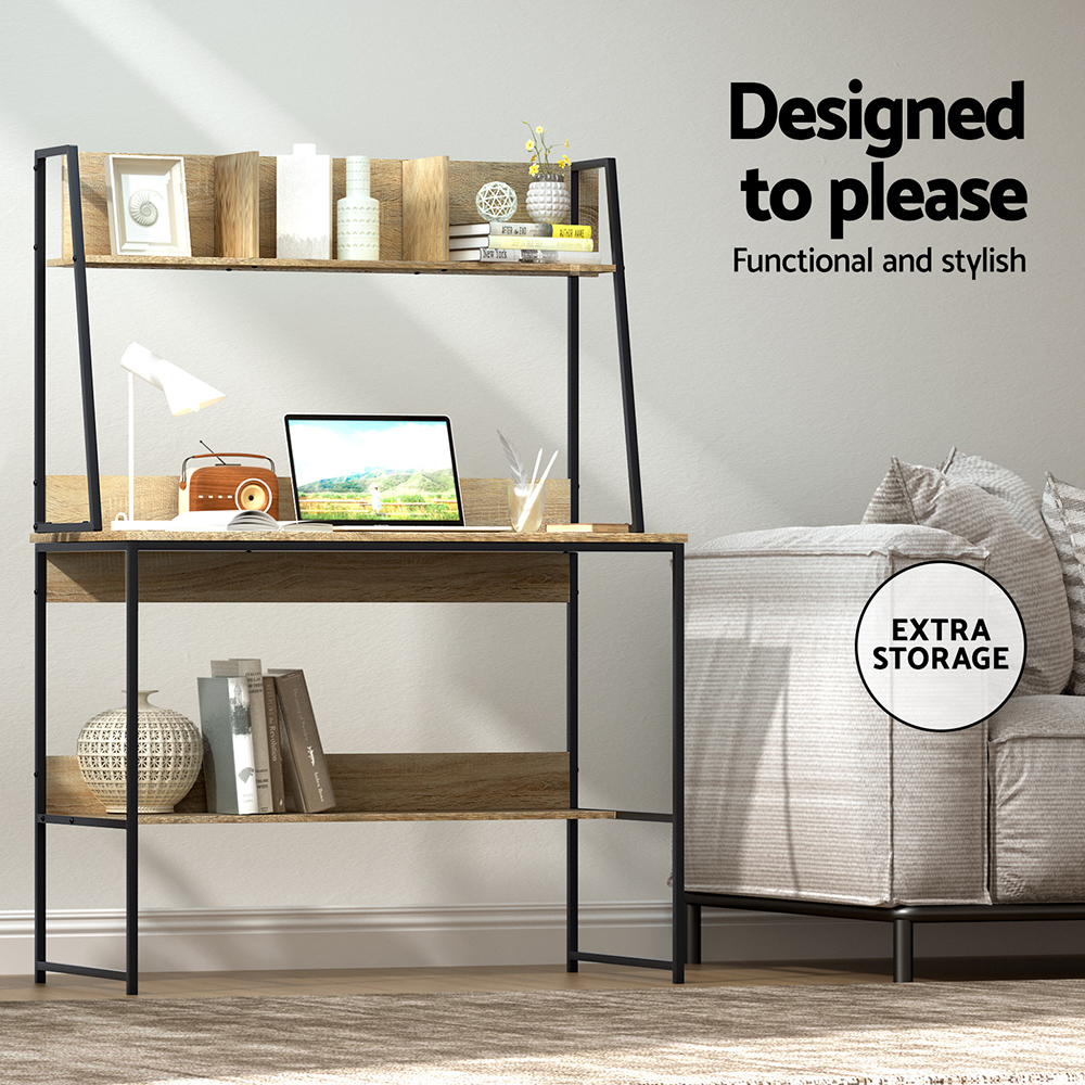 Artiss 100cm Computer Desk with Bookshelf in 2 Colours view 4