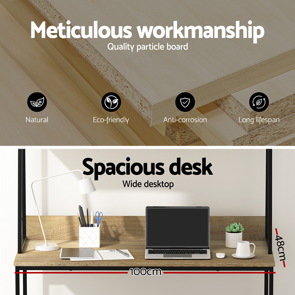 Artiss 100cm Computer Desk with Bookshelf in 2 Colours view 5