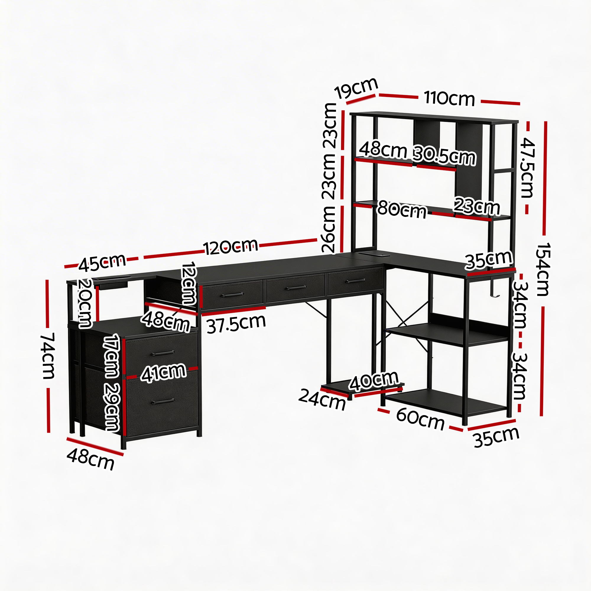 Artiss 200cm L Shaped Gaming Desk in 2 Colours view 3
