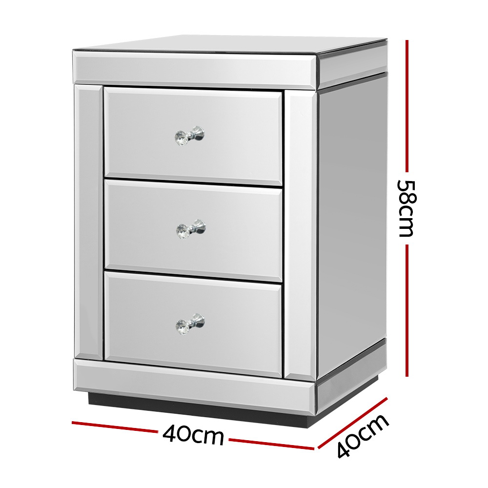 Artiss Presia Bedside Table Set of 2, Mirrored Glass view 2