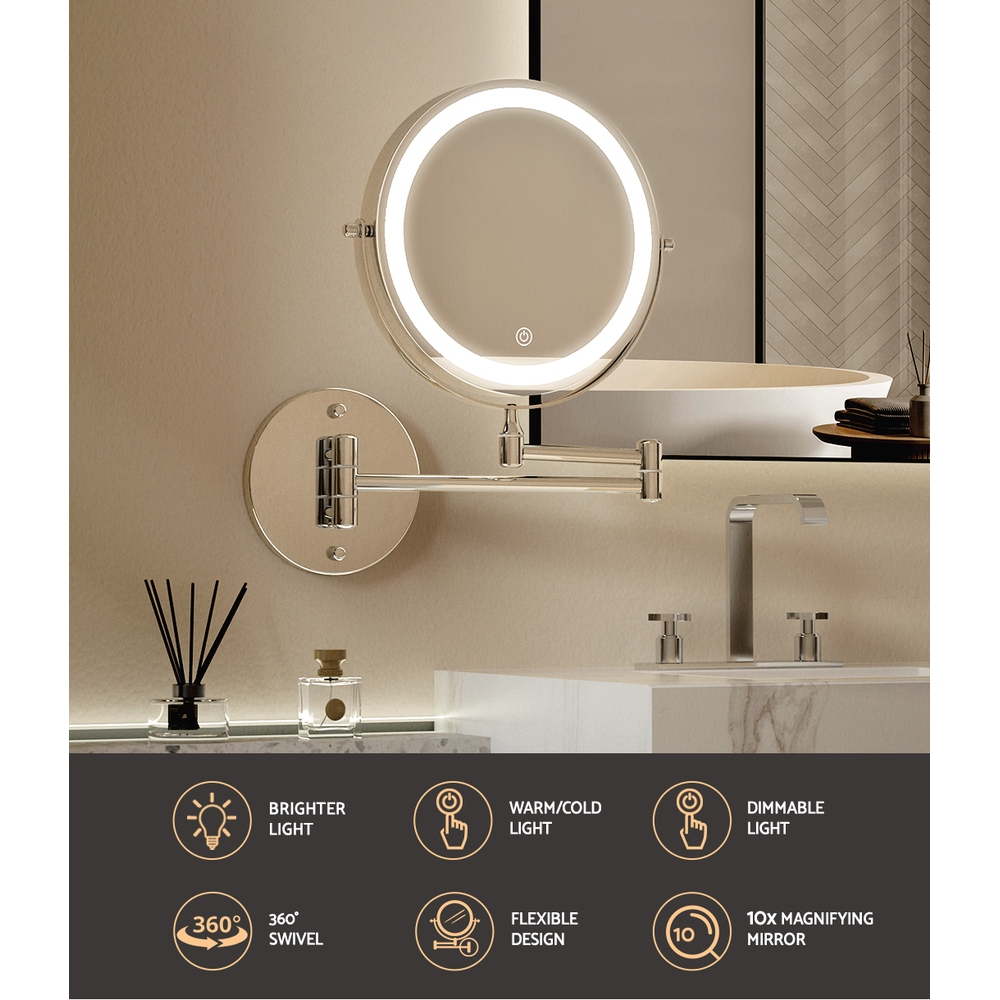 Embellir Extendable Makeup Mirror 10X LED, Silver & More view 4
