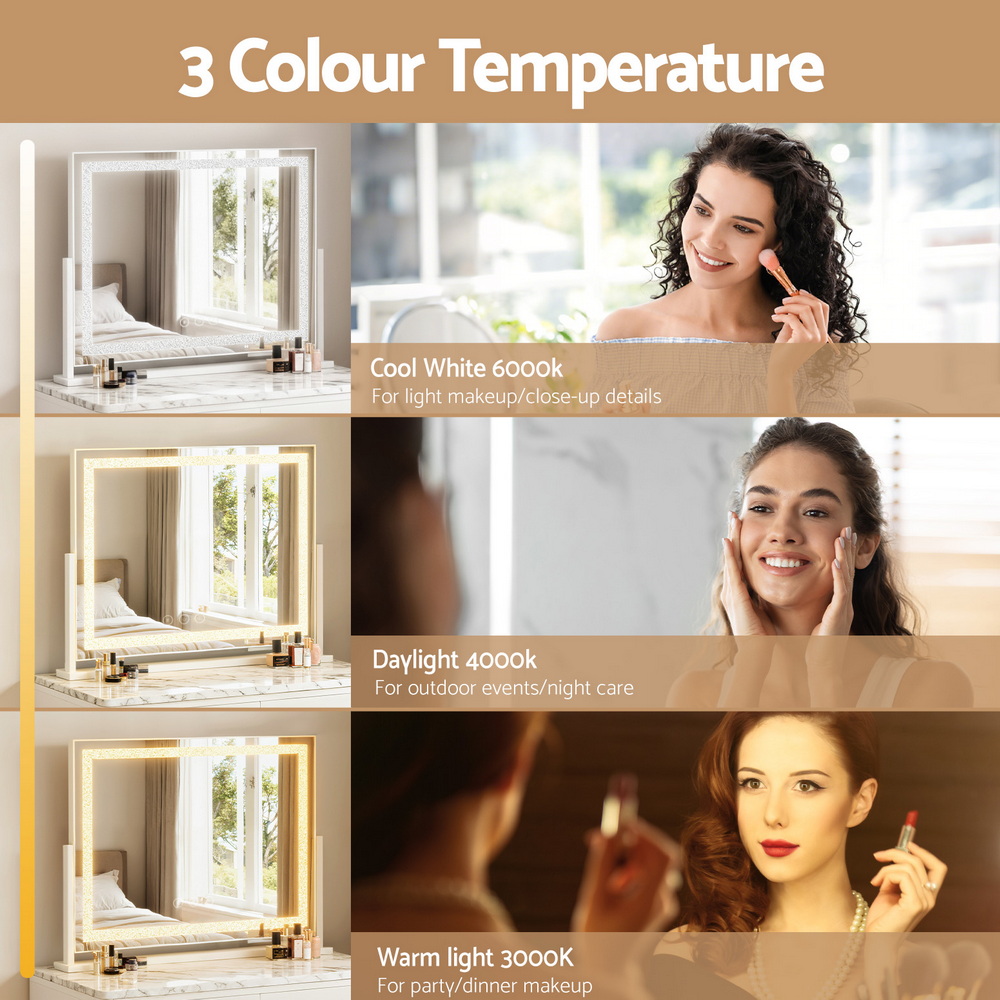 Embellir Makeup Mirror 60x50cm Crystal LED Rotatable USB view 4