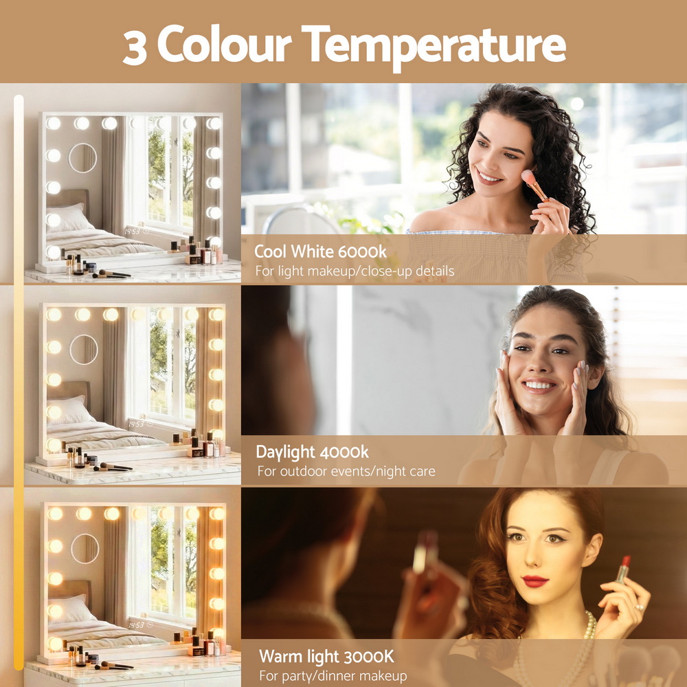 Embellir Makeup Mirror 58x45cm LED Vanity Tabletop White view 4