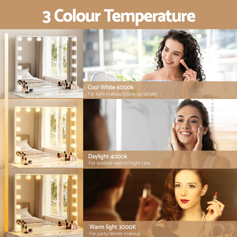 Embellir Makeup Mirror 80x60cm LED Vanity Tabletop White view 4