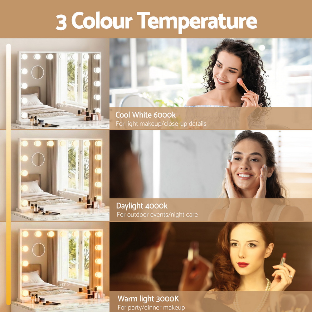 Embellir Makeup Mirror 60x52cm LED Vanity Tabletop White view 4
