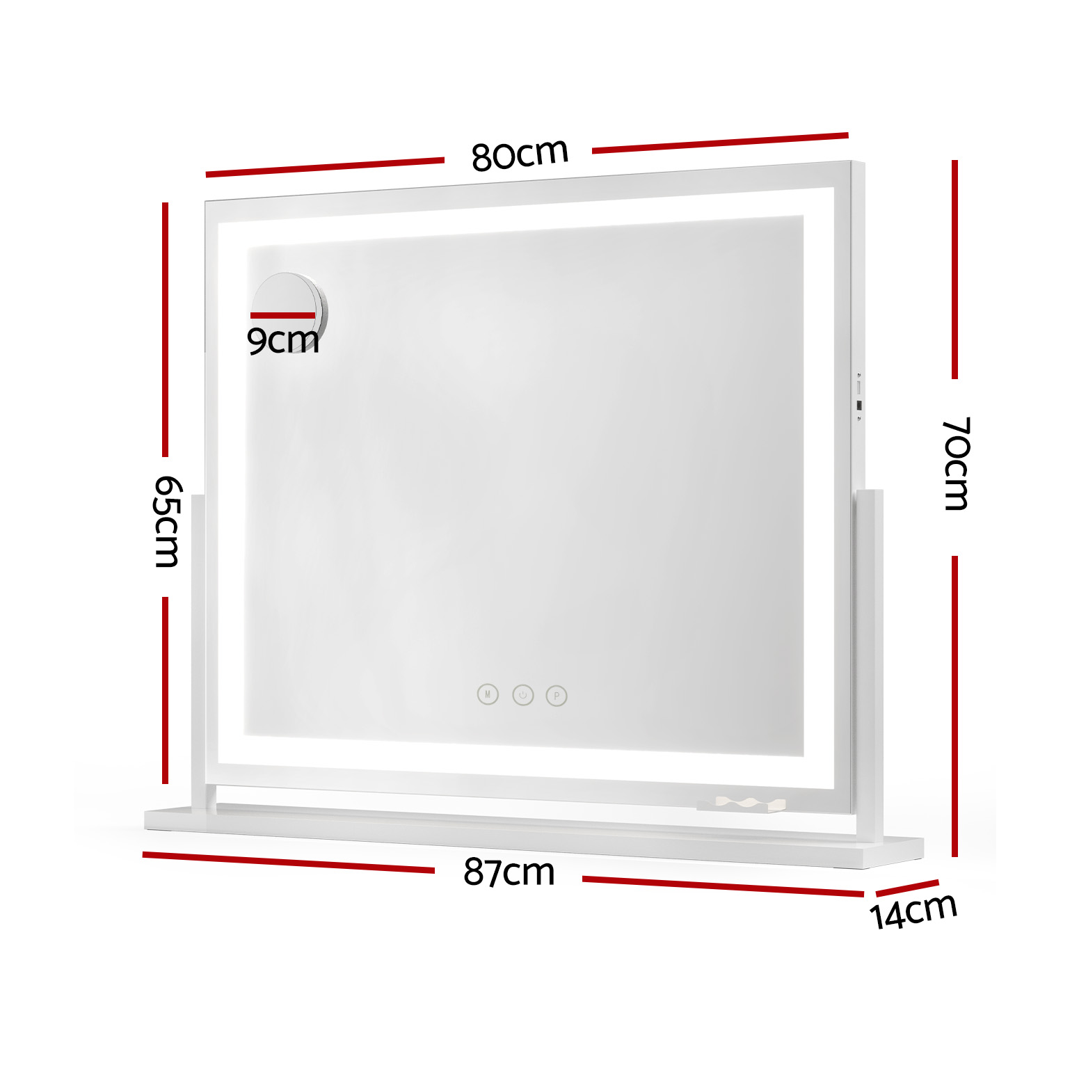 Embellir Hollywood Makeup Mirror 80x65cm LED, White Frame view 2