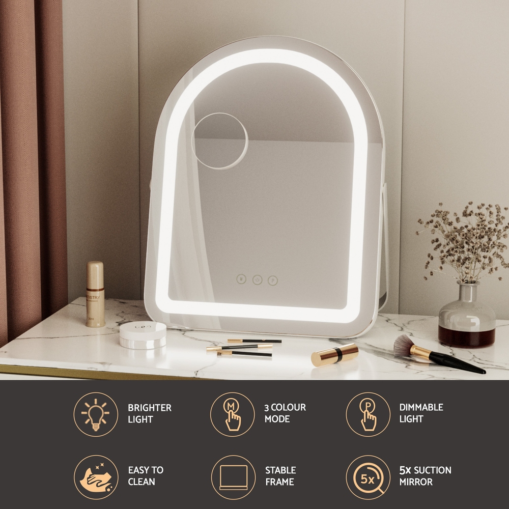 Embellir Makeup Mirror 35x45cm Arch LED 5x Magnification view 4