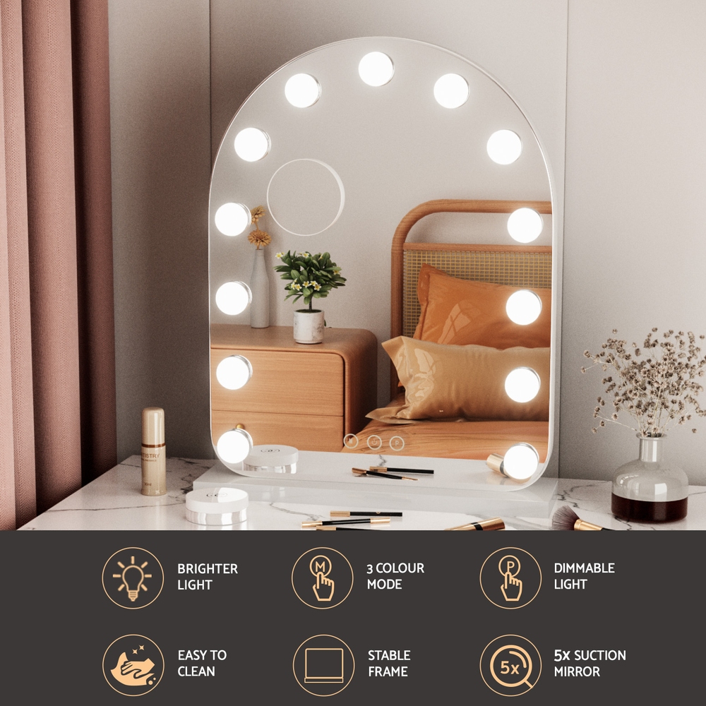 Embellir Makeup Mirror 40x50cm Arch LED 5x Magnifier White view 4
