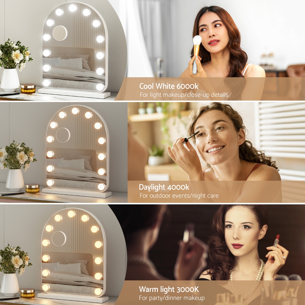 Embellir Makeup Mirror 40x50cm Arch LED 5x Magnifier White view 5