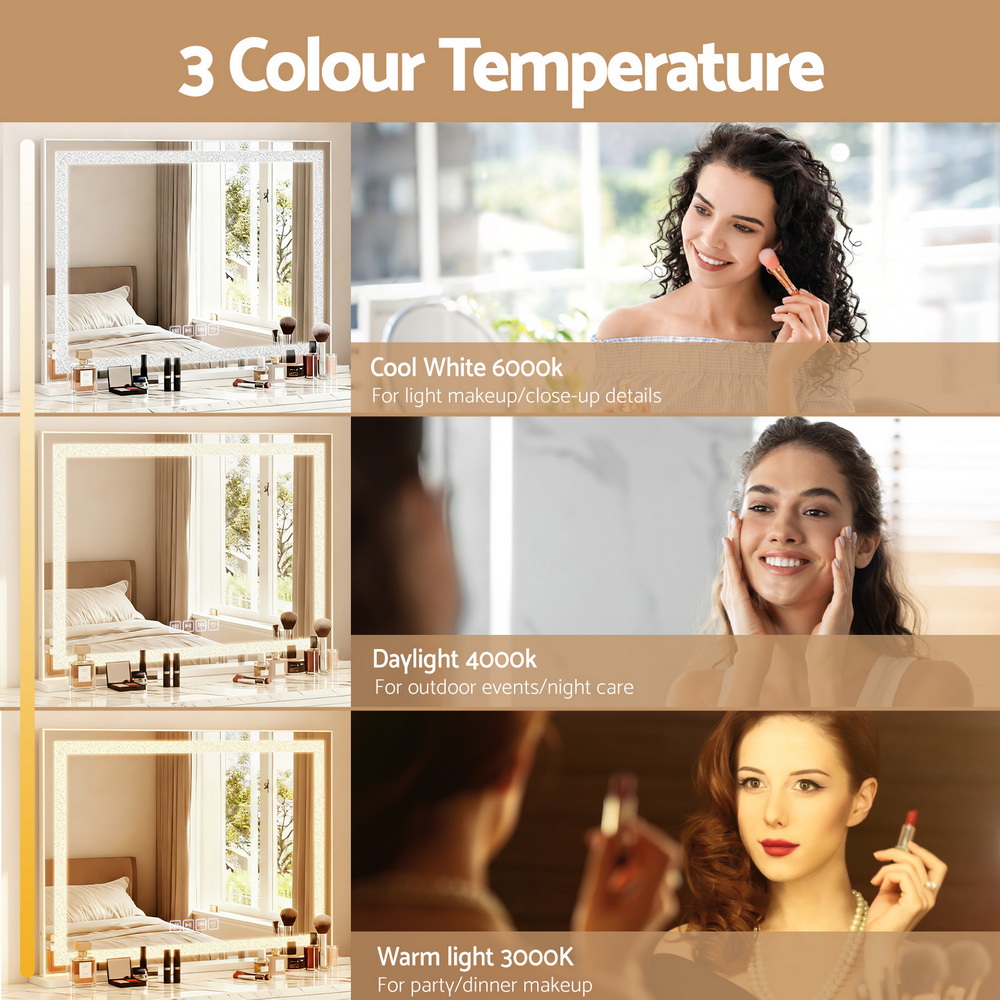 Embellir Bluetooth Makeup Mirror 58x46cm Hollywood, Crystal view 4