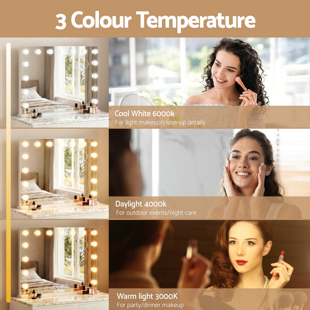 Embellir Bluetooth Wall Makeup Mirror 80x58cm Hollywood view 4