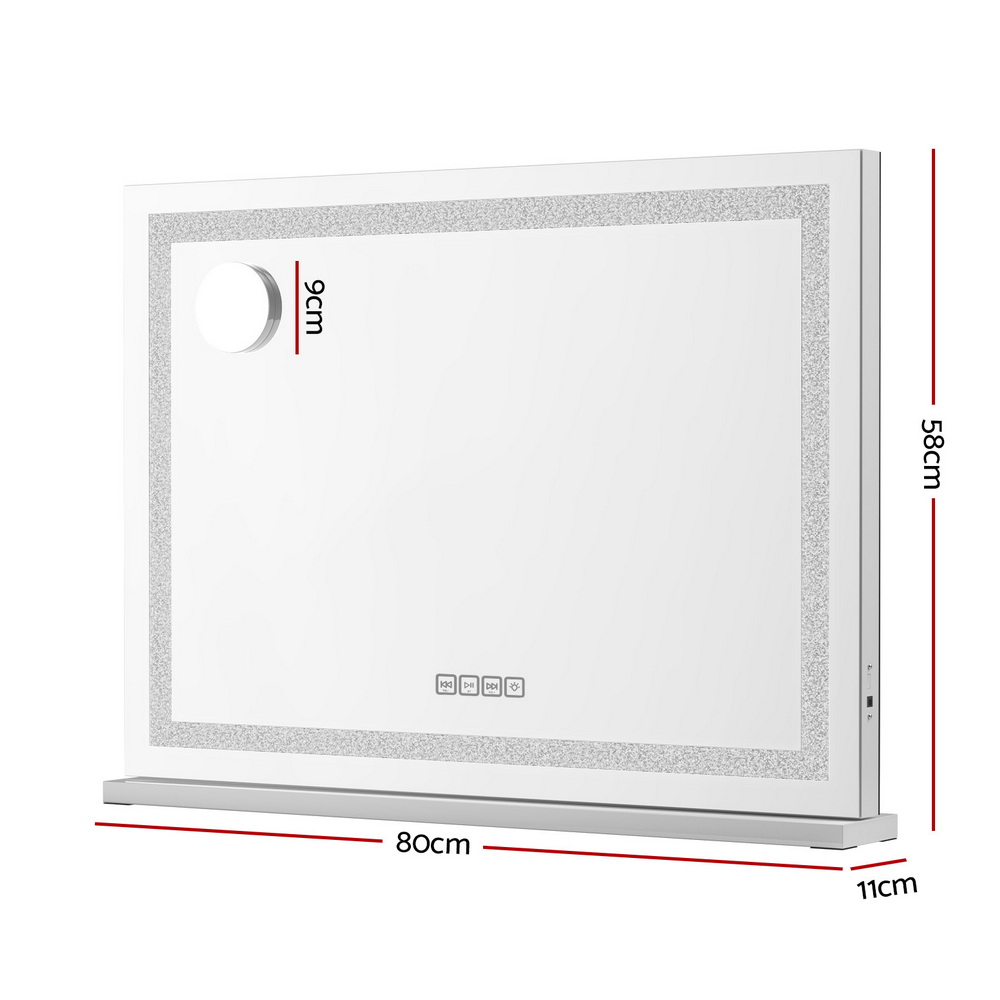 Embellir Bluetooth Makeup Mirror 80x58cm Hollywood, Crystal view 2