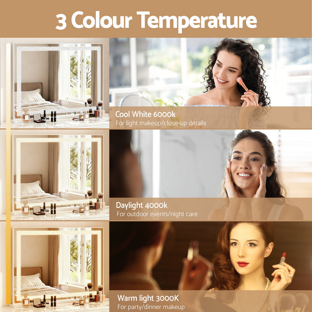 Embellir Bluetooth Makeup Mirror 80x58cm Hollywood, Crystal view 4