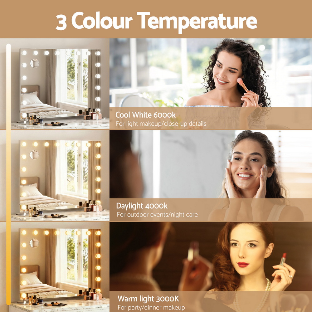Embellir Hollywood Makeup Mirror 80x65cm LED, Silver Legs view 4