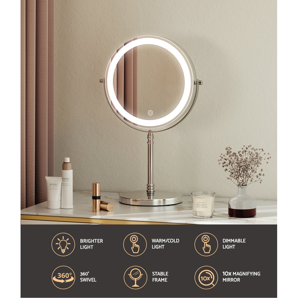 Embellir Makeup Mirror 20x20cm 10X LED, Tabletop view 4
