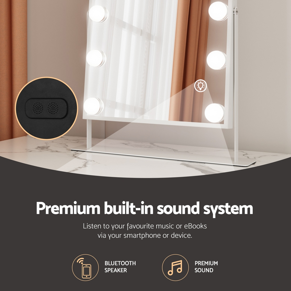 Embellir Bluetooth Makeup Mirror 30x40cm Hollywood, White view 5