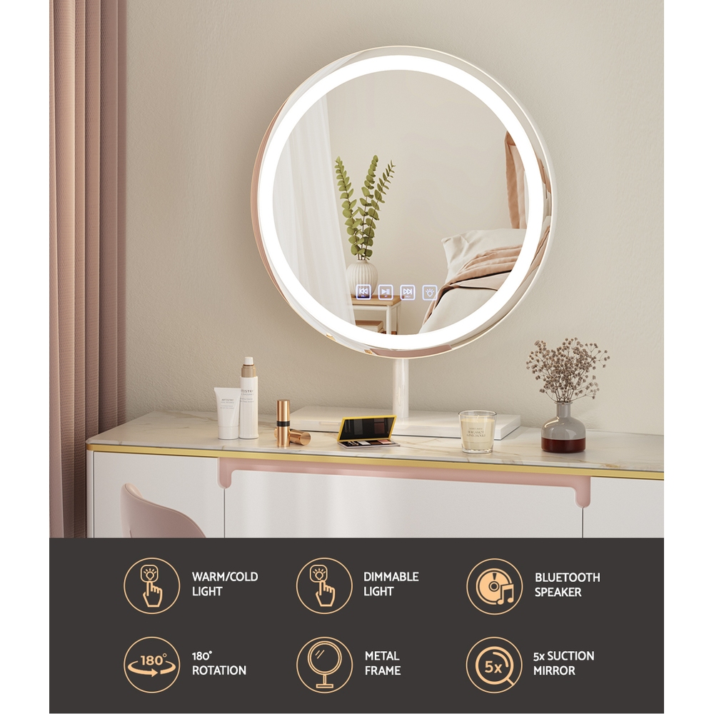Embellir Makeup Mirror 40x40cm Round LED Bluetooth Vanity view 4