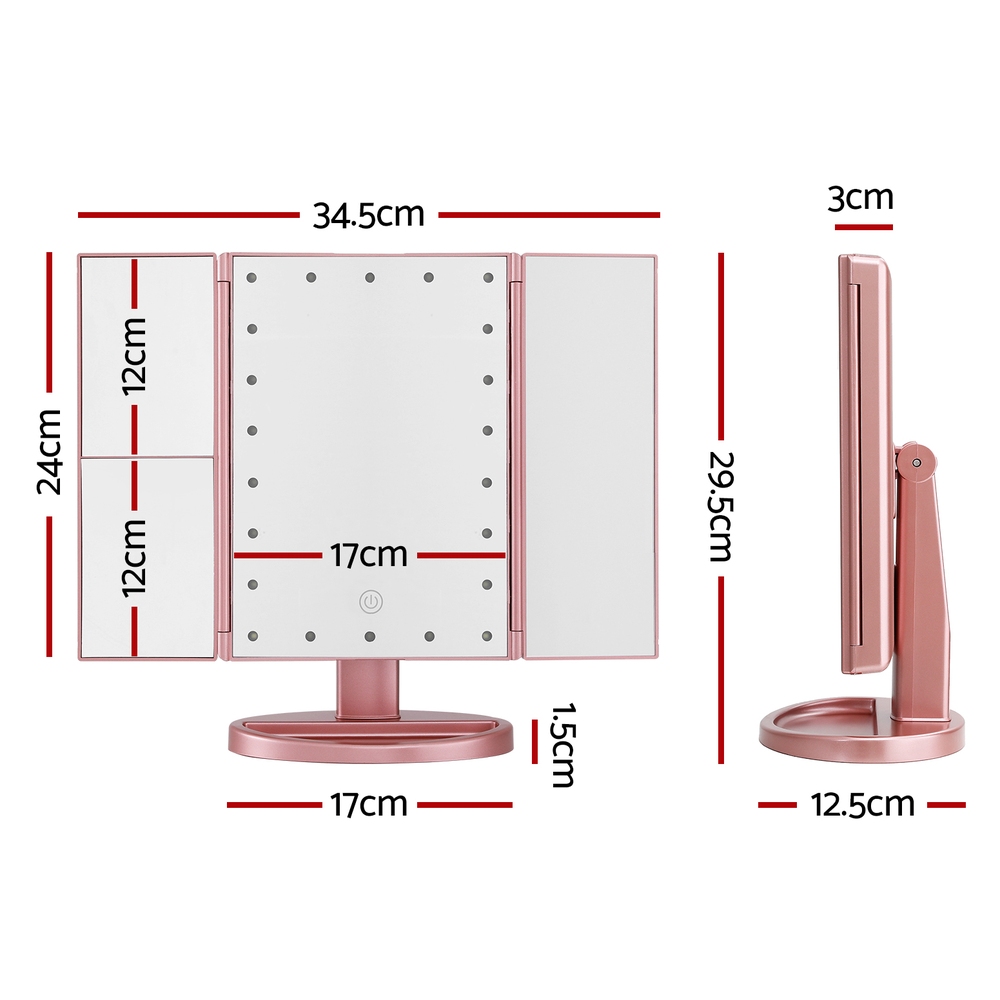 Embellir Makeup Mirror Tri-fold LED 3x Magnifying, 2 Colours view 2