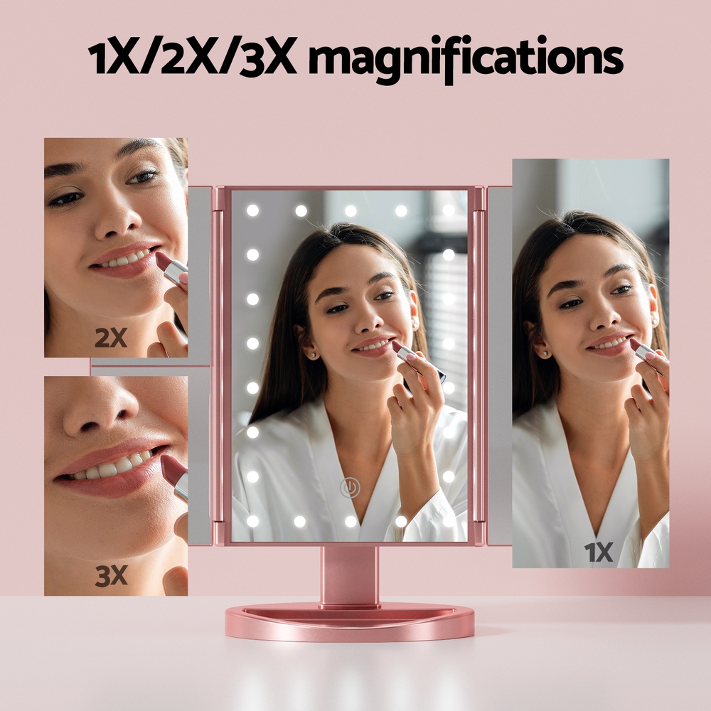 Embellir Makeup Mirror Tri-fold LED 3x Magnifying, 2 Colours view 5