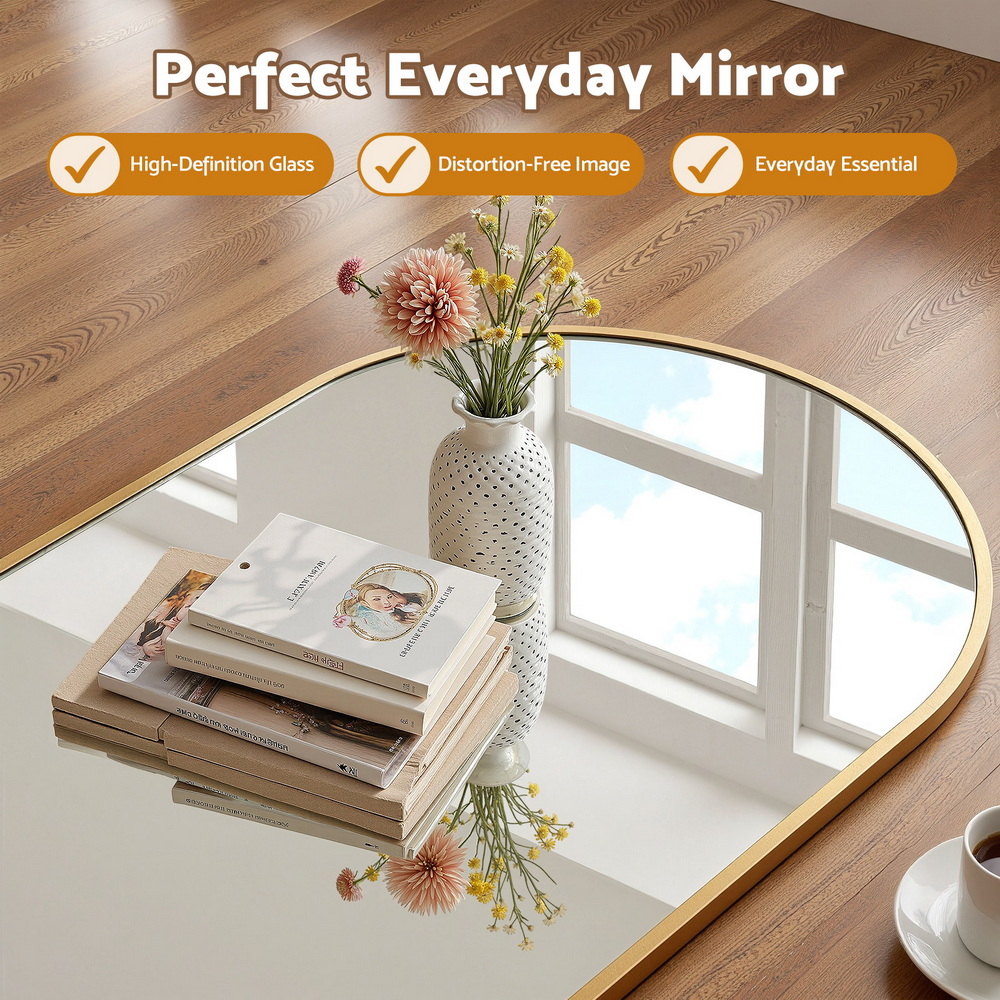 Embellir Arched Wall Mirror 86x50cm Gold Vanity view 4