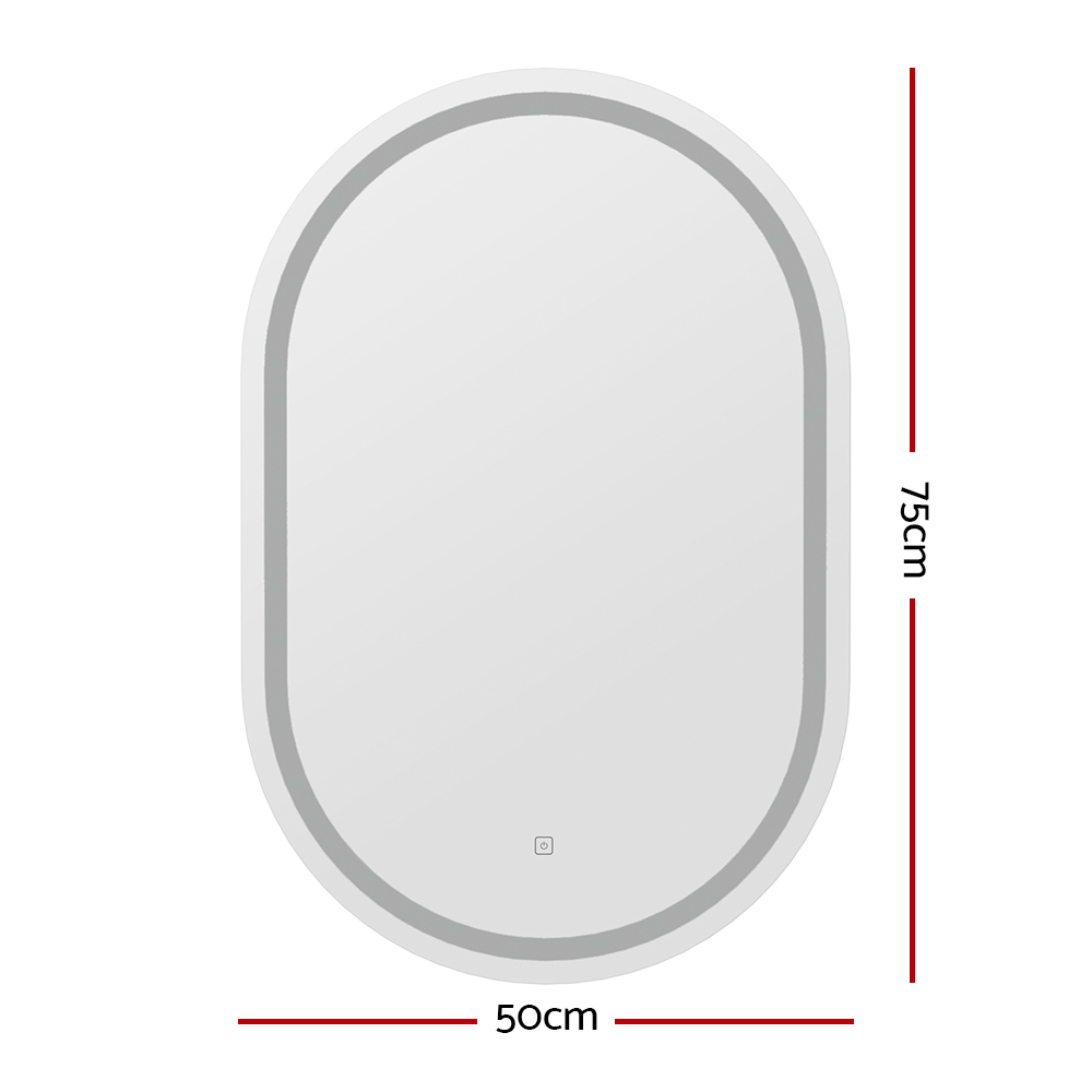 Embellir Oval LED Wall Mirror 50x75cm Bathroom Vanity view 2