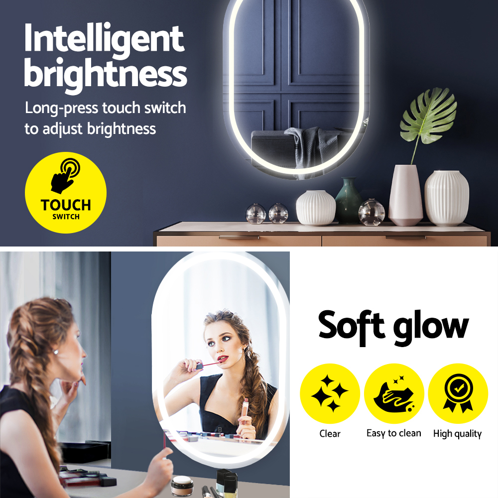 Embellir Oval LED Wall Mirror 50x75cm Bathroom Vanity view 4