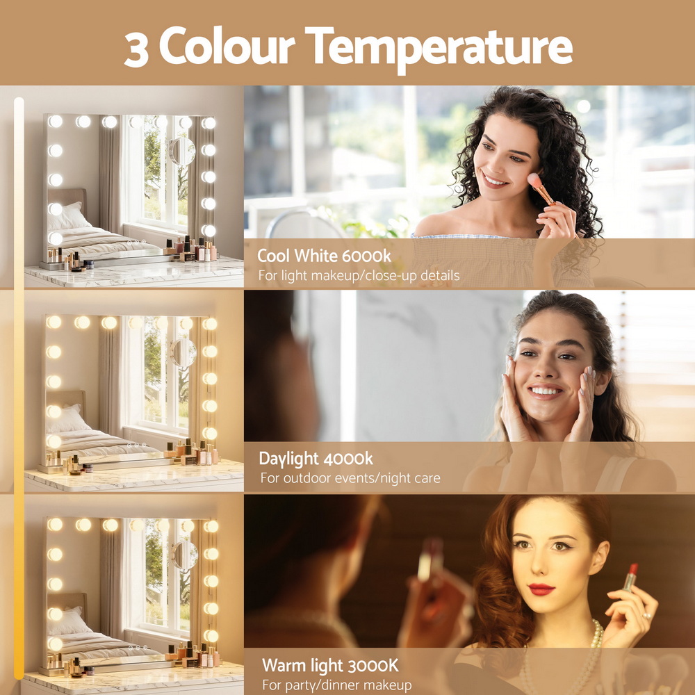 Embellir Makeup Mirror 58x46cm LED Vanity Wall Tabletop view 4