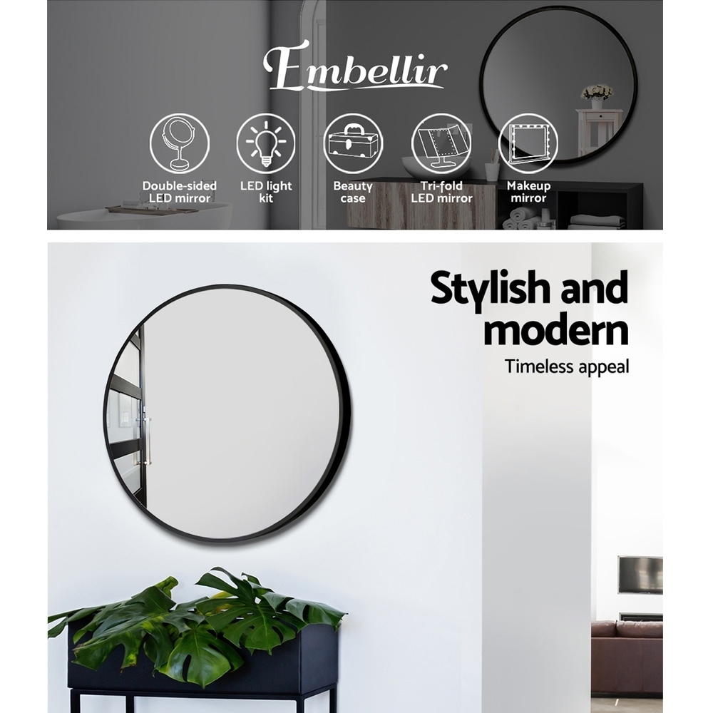 Embellir Round Wall Mirror Black 50cm, 4 Options view 4