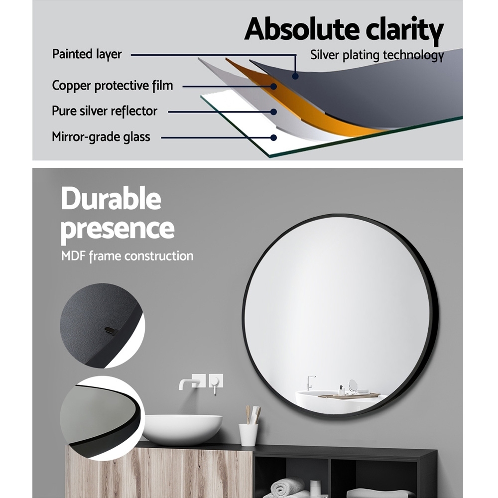 Embellir Round Wall Mirror Black 50cm, 4 Options view 5