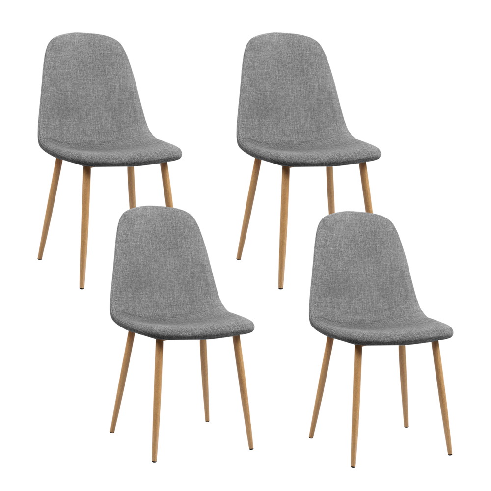 Artiss Curved Slope Fabric Dining Chairs, Set of 4, Grey