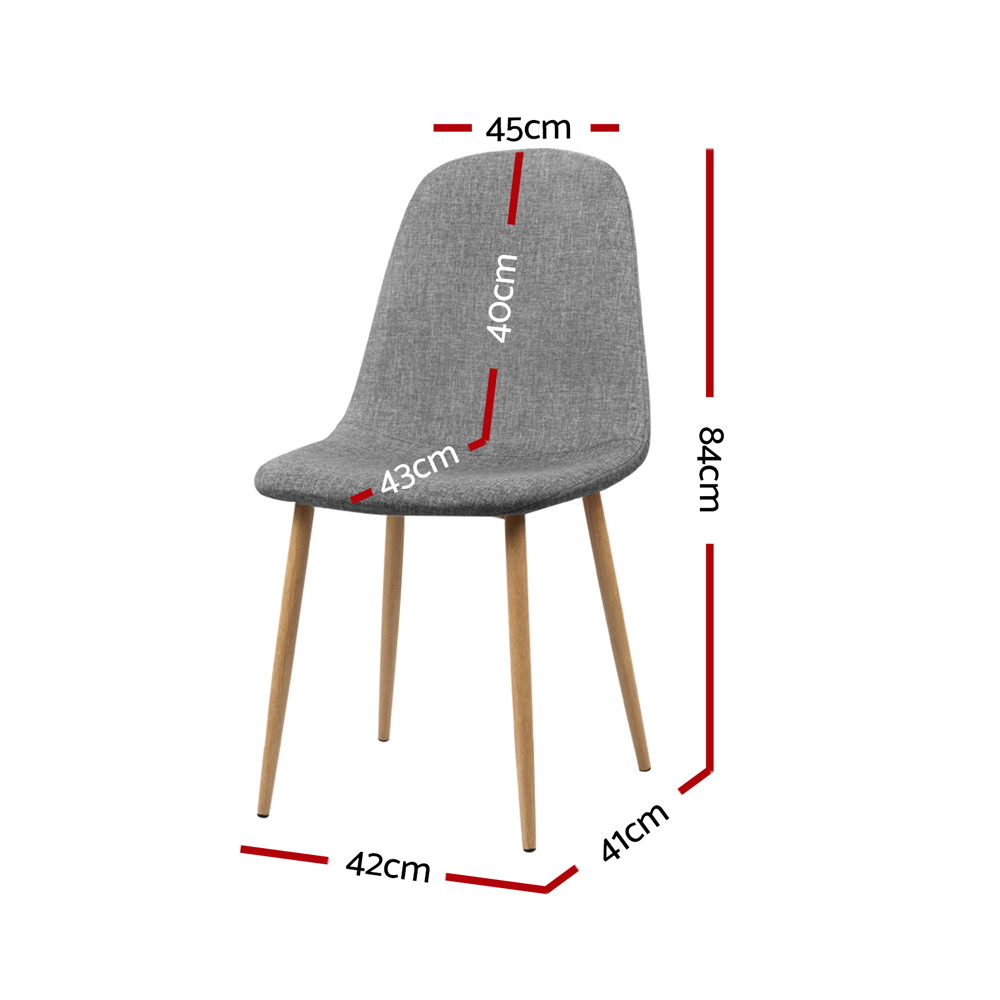 Artiss Curved Slope Fabric Dining Chairs, Set of 4, Grey view 2