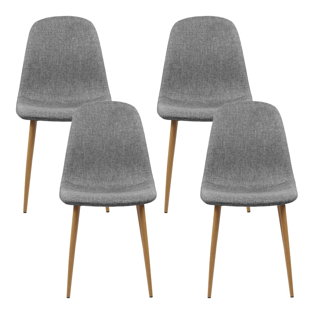 Artiss Curved Slope Fabric Dining Chairs, Set of 4, Grey view 3