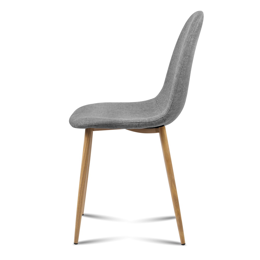Artiss Curved Slope Fabric Dining Chairs, Set of 4, Grey view 4