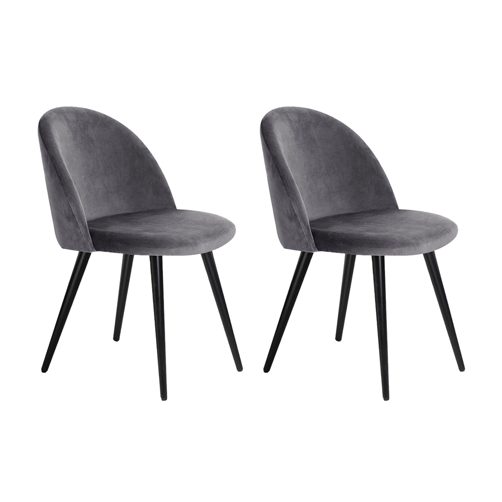 Artiss Velvet Solid Curved Dining Chairs, Dark Grey