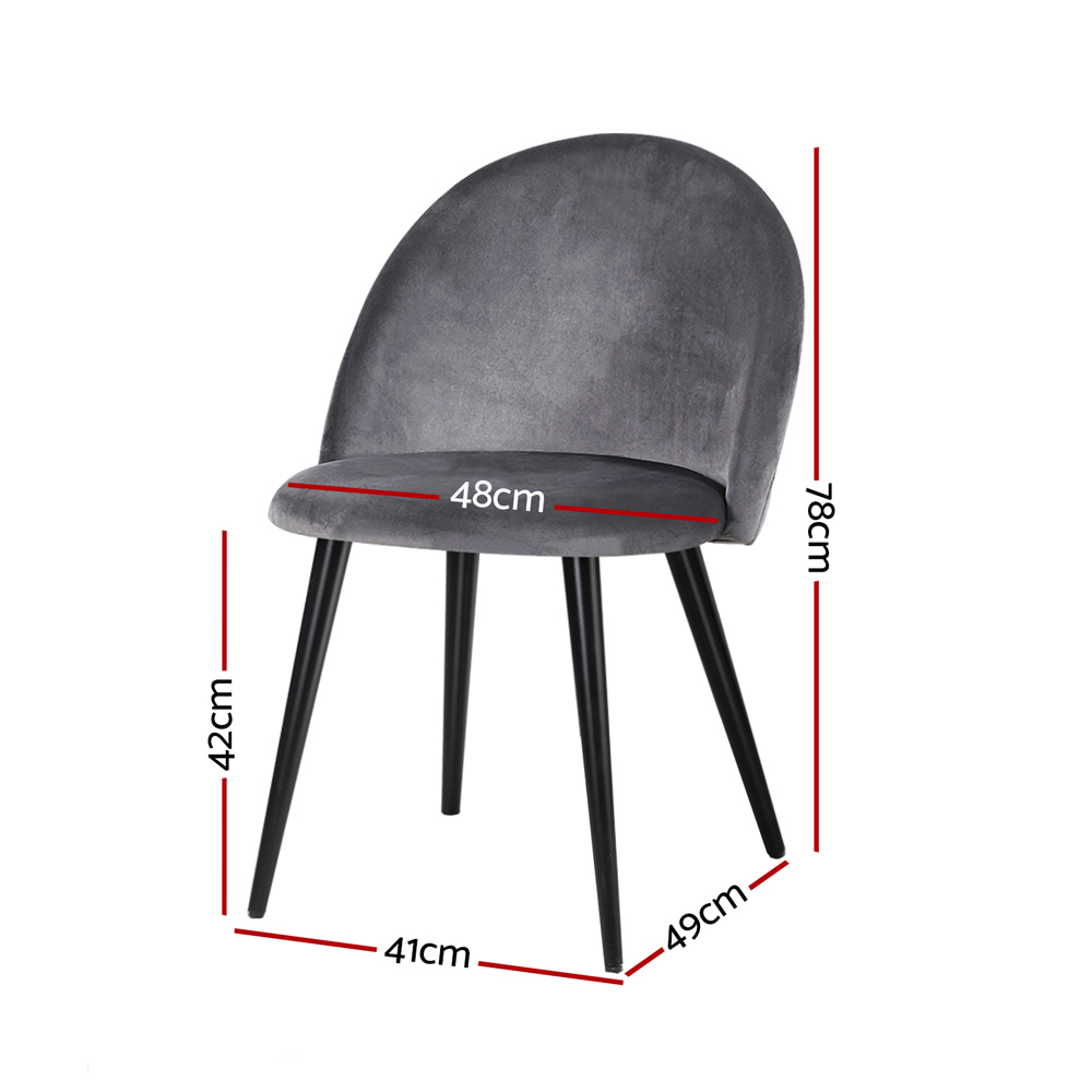 Artiss Velvet Solid Curved Dining Chairs, Dark Grey view 2