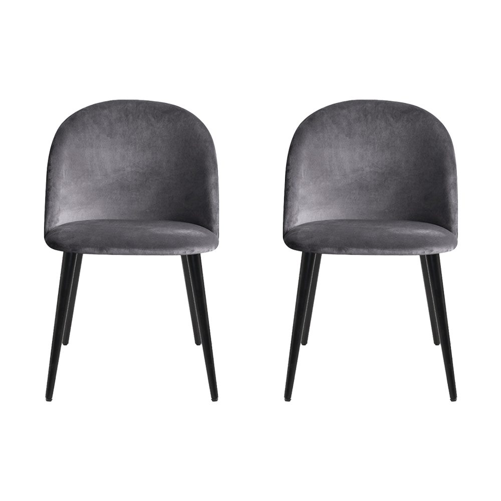 Artiss Velvet Solid Curved Dining Chairs, Dark Grey view 3