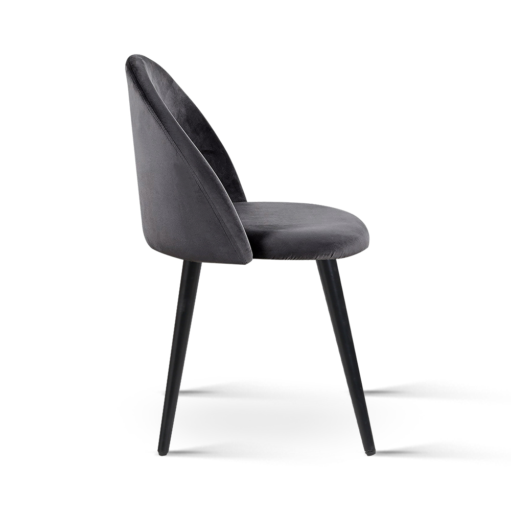 Artiss Velvet Solid Curved Dining Chairs, Dark Grey view 4